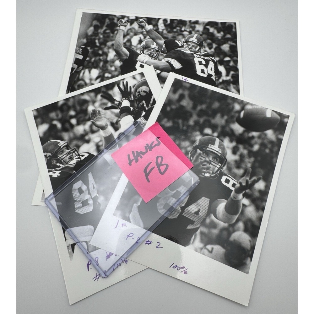 Iowa Hawkeyes Football Marv Cook ~ Joe Mott ~ Dave Haight B&W Photo 1988 Season